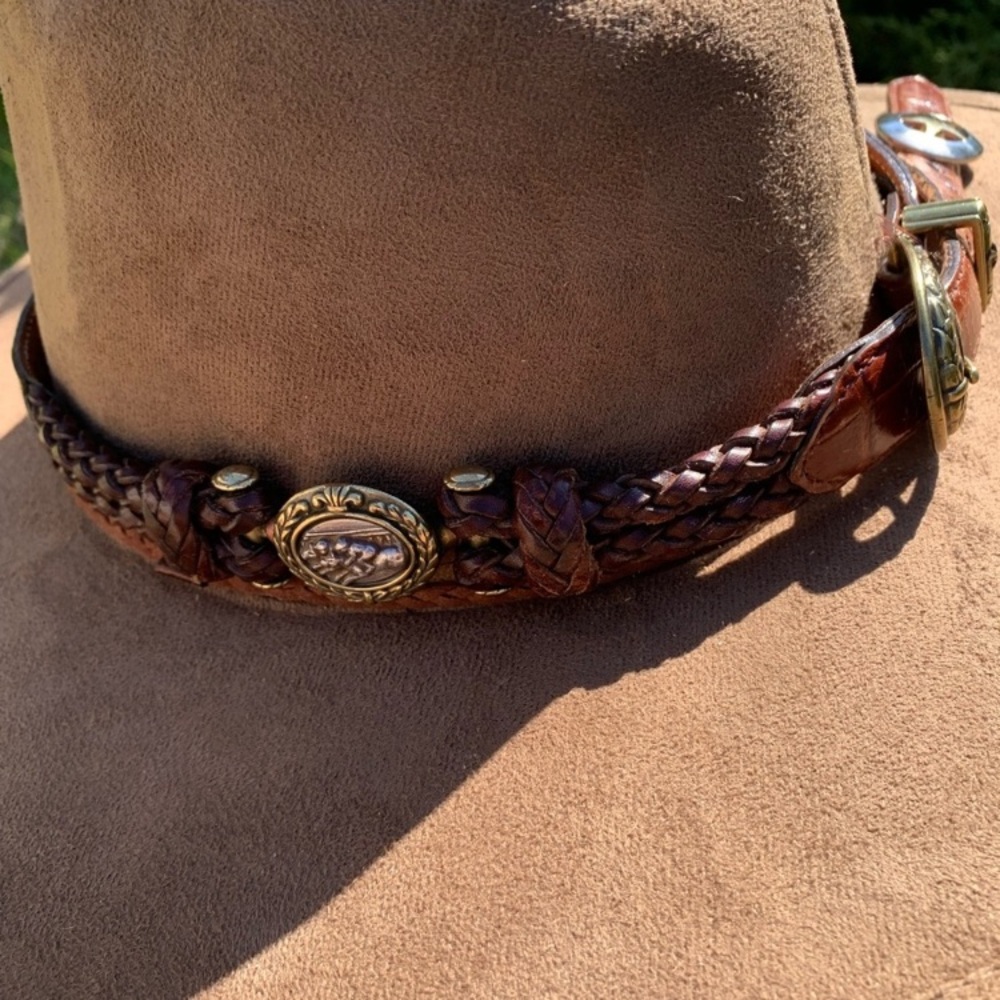 Brown Suede Western Hat with Braided Band,HP25 - Picture 7 of 12